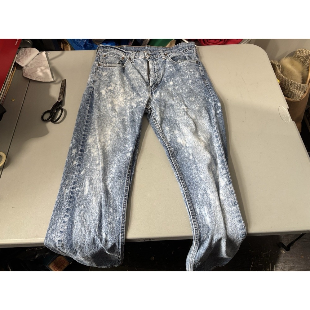 Levis 505 Jeans Mens 34x32 Regular Straight Fit Acid Wash Denim Casual y2k Punk